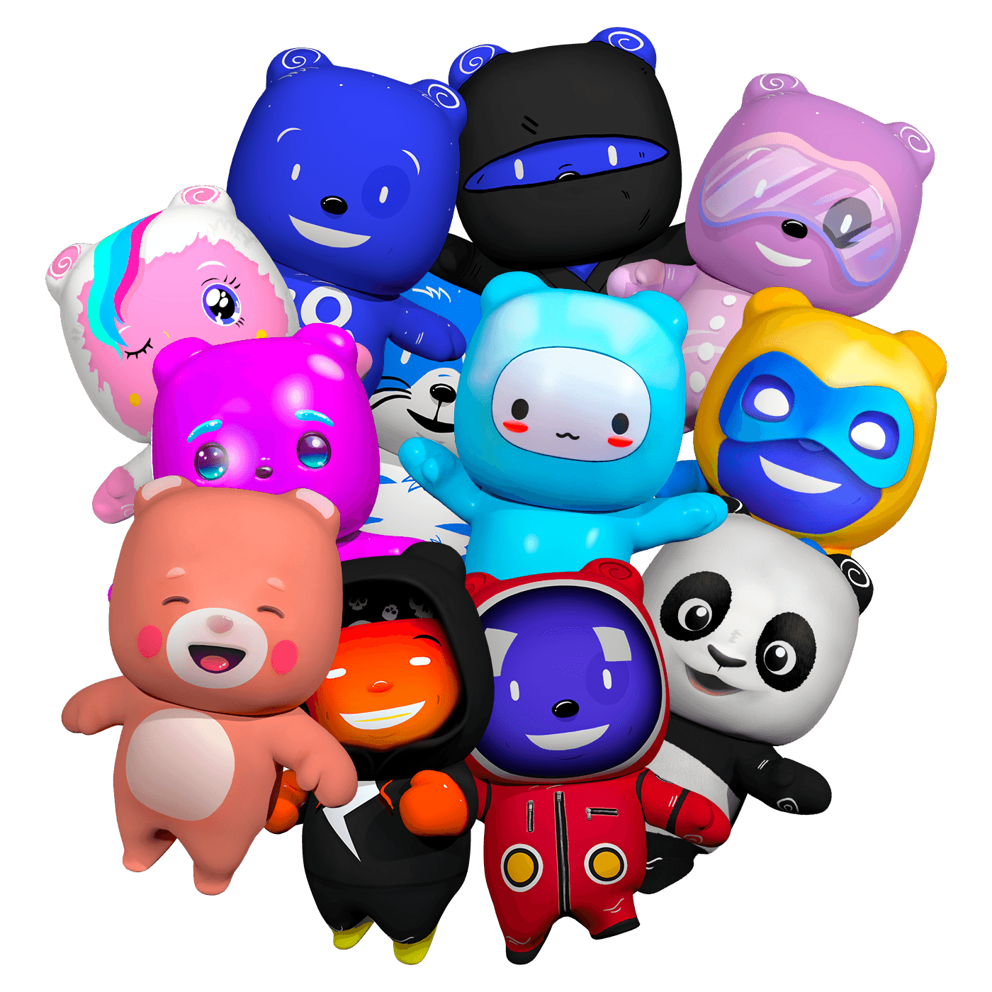 A crew of Zeds in different colours and looks